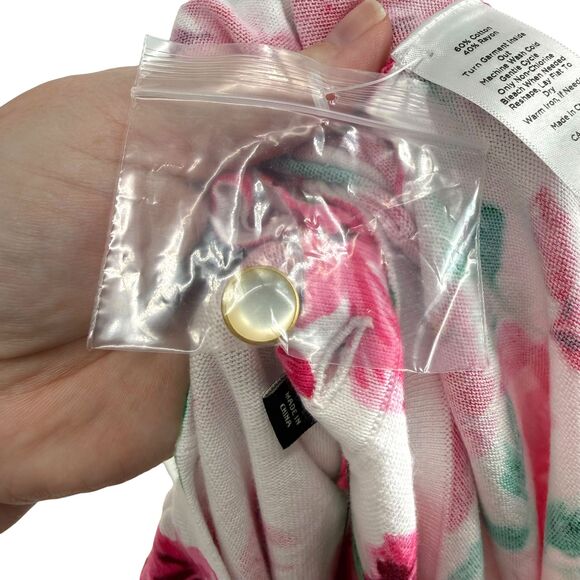 Talbots Kelly Cardigan Size 1X Summer Blossoms Floral Elbow Sleeve Cotton READ - Picture 12 of 12